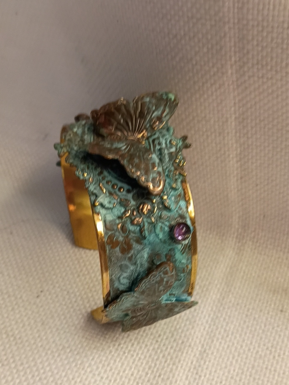 Elaine Coyne Turquoise Patina Butterfly Cuff Bracelet, Designer Signed, NEW! - Picture 3 of 7